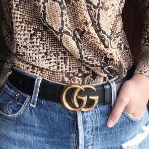 Gucci GG black belt - size 85 (added extra hole so fits 80)